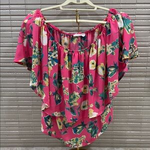 Peach Love California Pink Floral Blouse